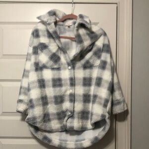 Fuzzy Plaid Jacket